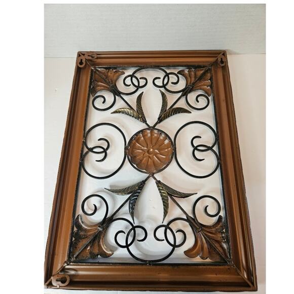 Wrought Iron Indoor Outdoor Wall Decor Brass/Copper color 18"x13"x1" - Picture 4 of 6